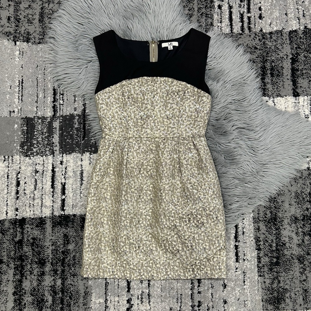 Ya Los Angeles Black and Gold Metallic Shimmer Party Dress Size Small
